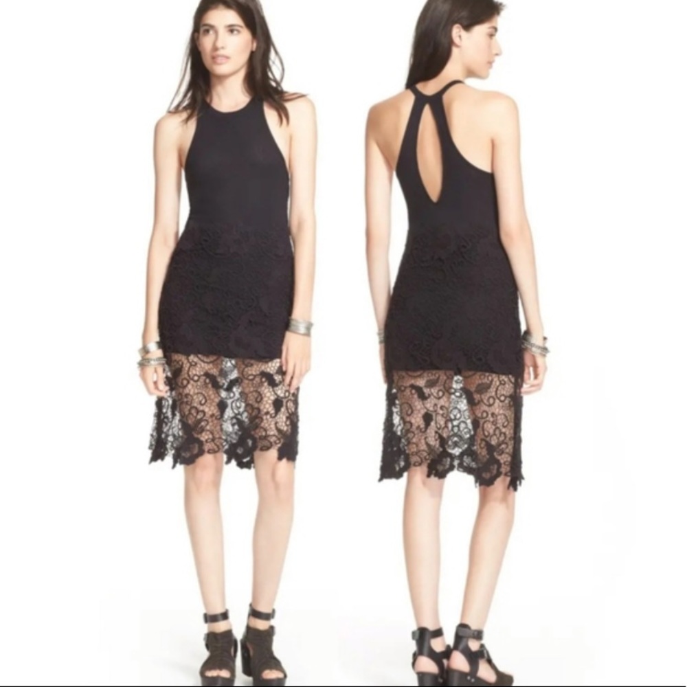 Free People Black Lace Racerback Tank Dress